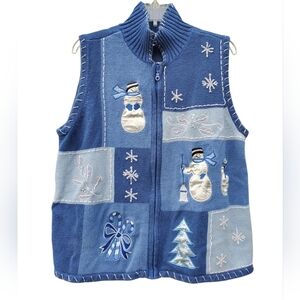 Blair Large Blue Snowmen Holiday Sweater Vest